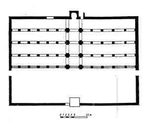 شكل: (1) جامع القرويين، مسقط أفقي عهد التأسيس، عن: Golvin: Essai Sur L´Architecture. T.4 P. 200, Fig 66