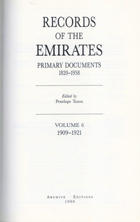 RECORDS OF THE EMIRATES PRIMARY DOCUMENTS 1820-1958