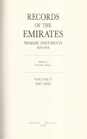 RECORDS OF THE EMIRATES PRIMARY DOCUMENTS 1820-1958
