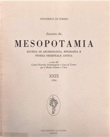 MESOPOTAMIA RIVISTA DI ARCHEOLOGIA, EPIGRAFIA E STORIA ORIENTALE ANTICA