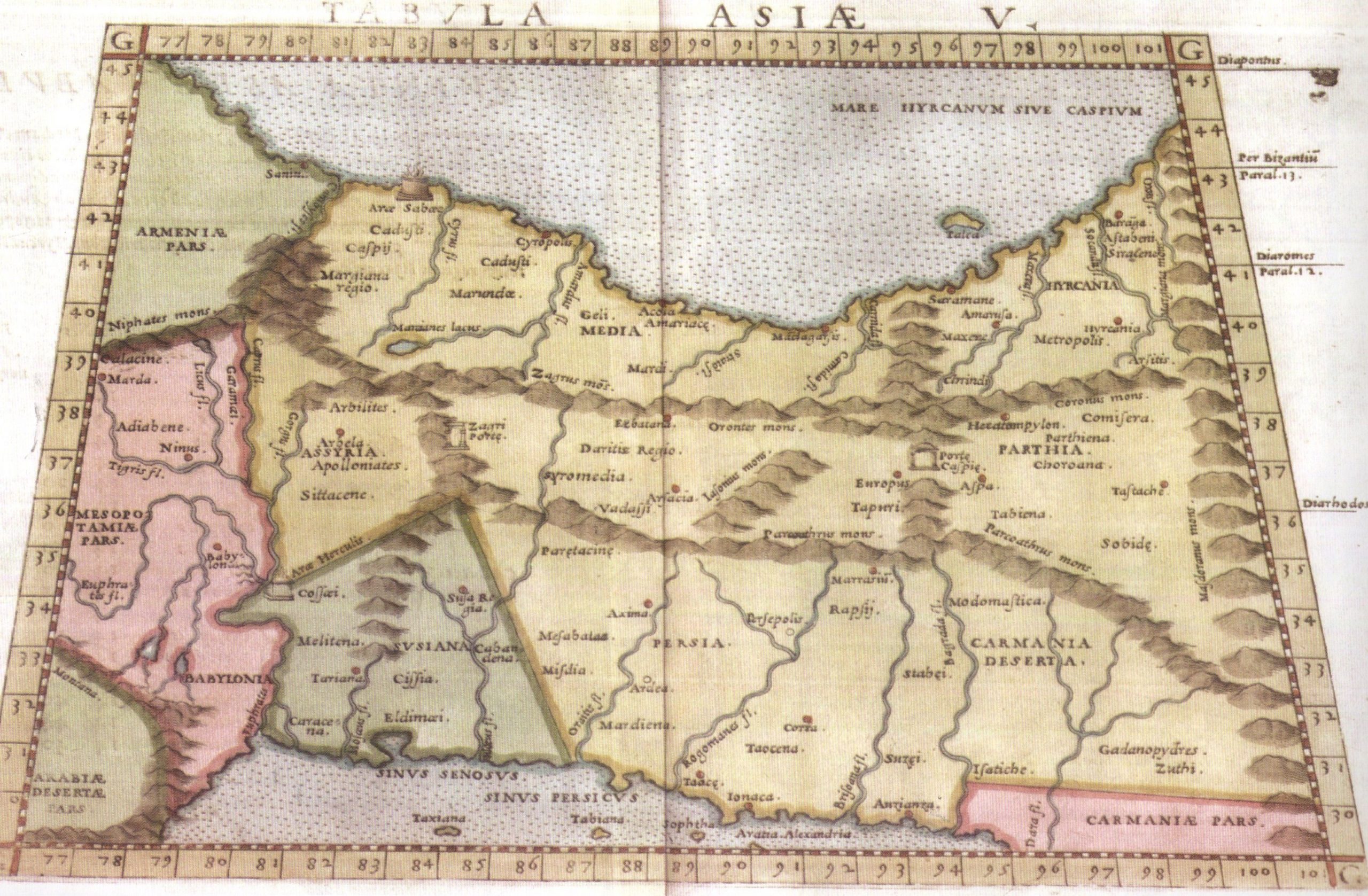 خريطة بلاد فارس و الخليج العربي- رسم جيرمالامو روشيلي عام 1562م